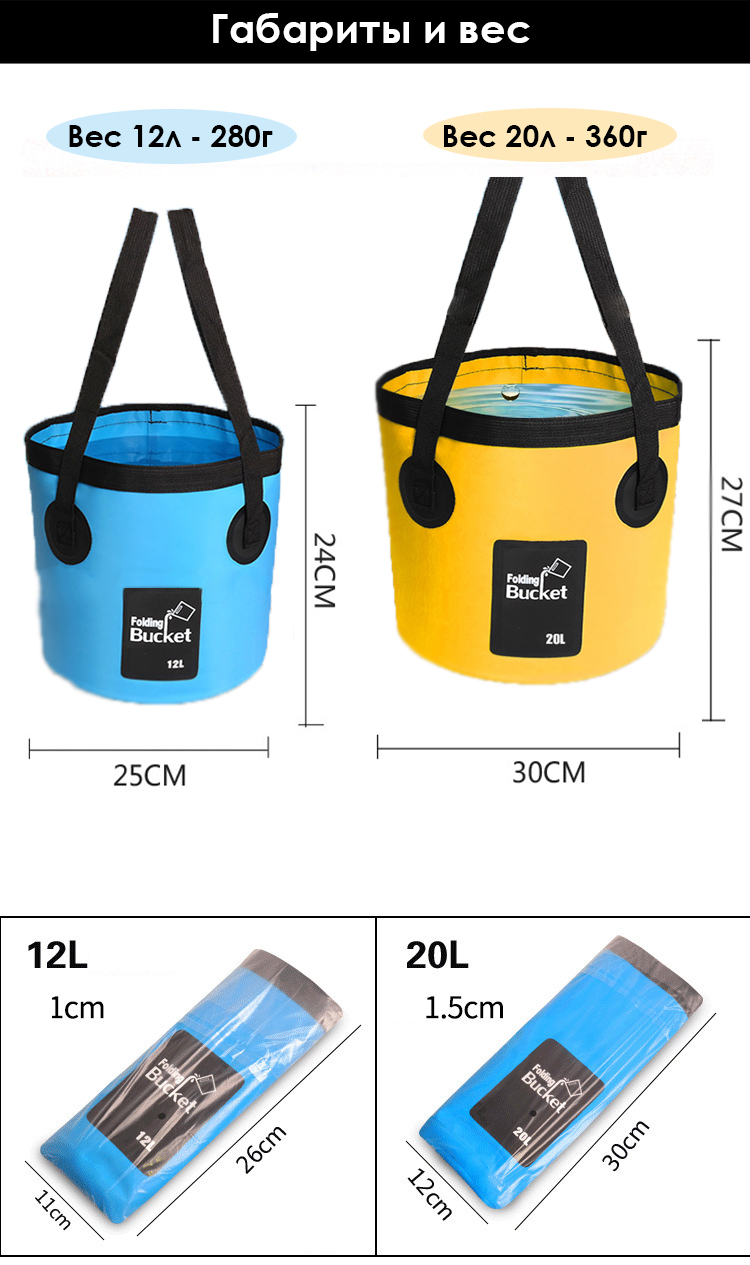 картинка Водонепроницаемая складная сумка-ведро Nuobi Folding Bucket (для дачи, похода, туризма) от Nuobi