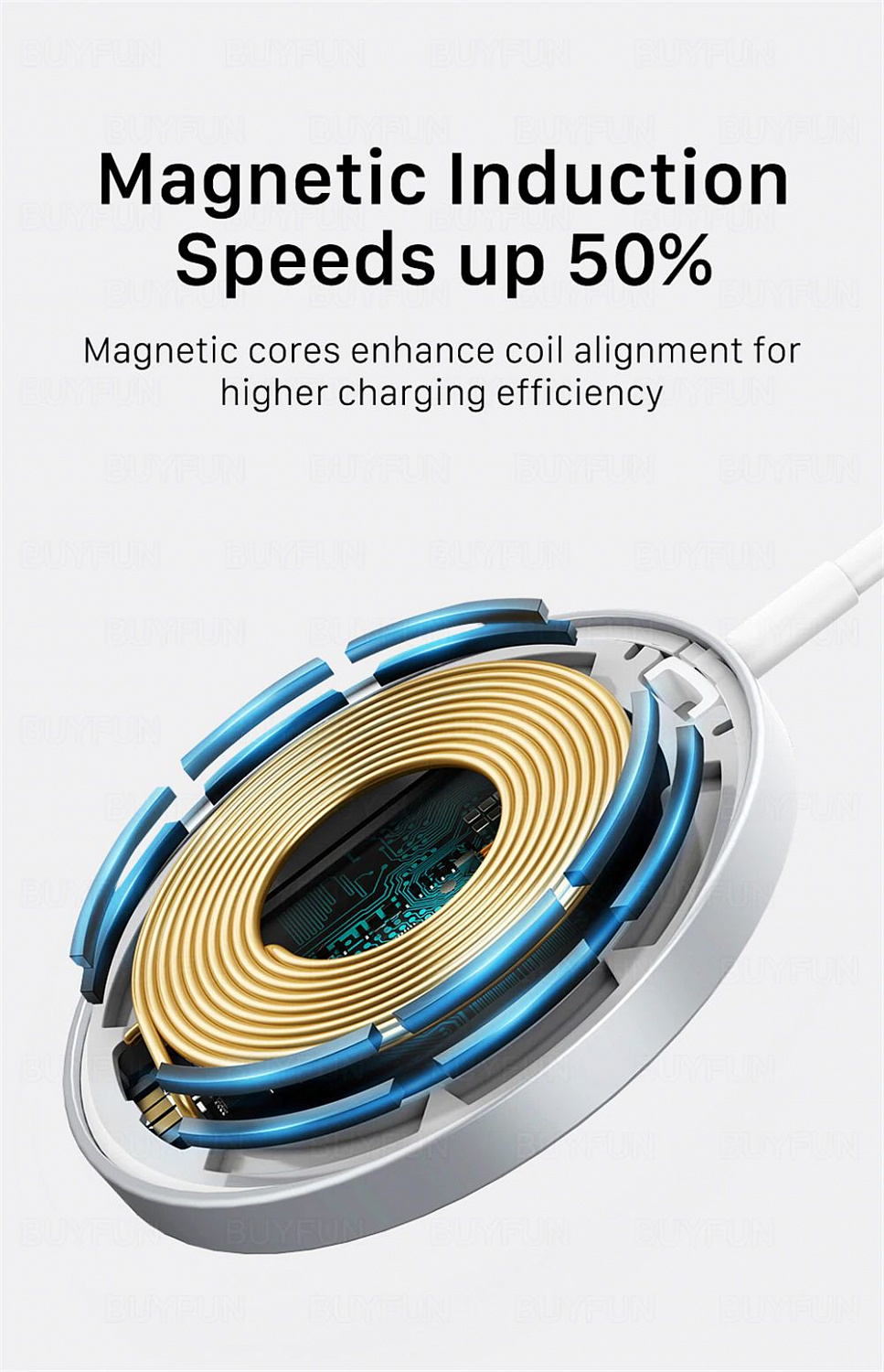 картинка Магнитное зарядное устройство (USB-кабель) Nuobi для iPhone 12 (MagSafe 15W) от Nuobi