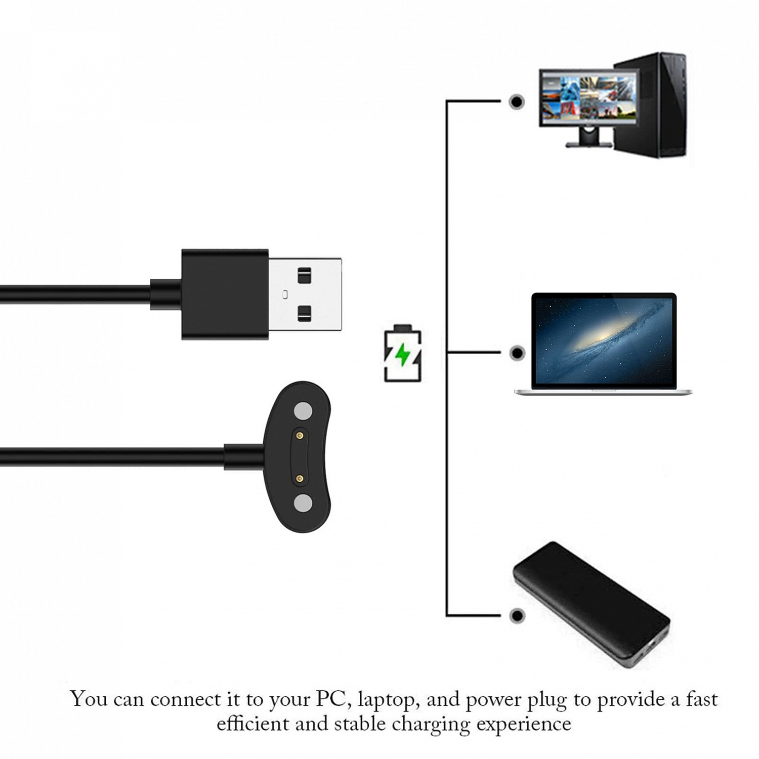 картинка Магнитное зарядное устройство (USB-кабель) для TicWatch Pro3 WH11013 от Nuobi